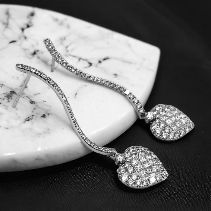 Heart Diamond Earring 18k white gold-Diamond Jewelry
