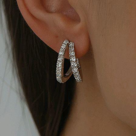 Double Hoop Diamond Earring 18K / Anting Berlian Hoop Double 18K / Diamond Jewelry 391AB4900VIONLS - HT