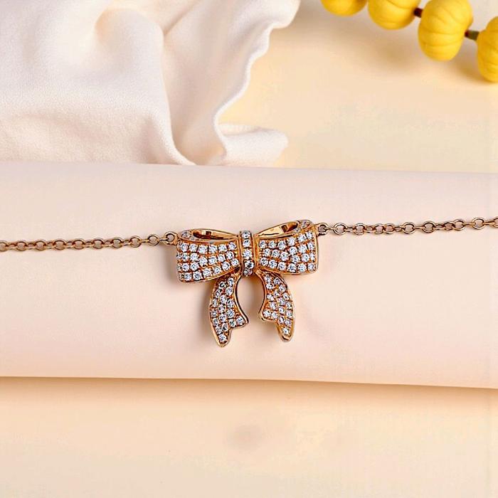 Ribbon Diamond Necklace 18K / Kalung Pita Berlian 18K / Diamond Jewelry 111KBD56200AB-HT