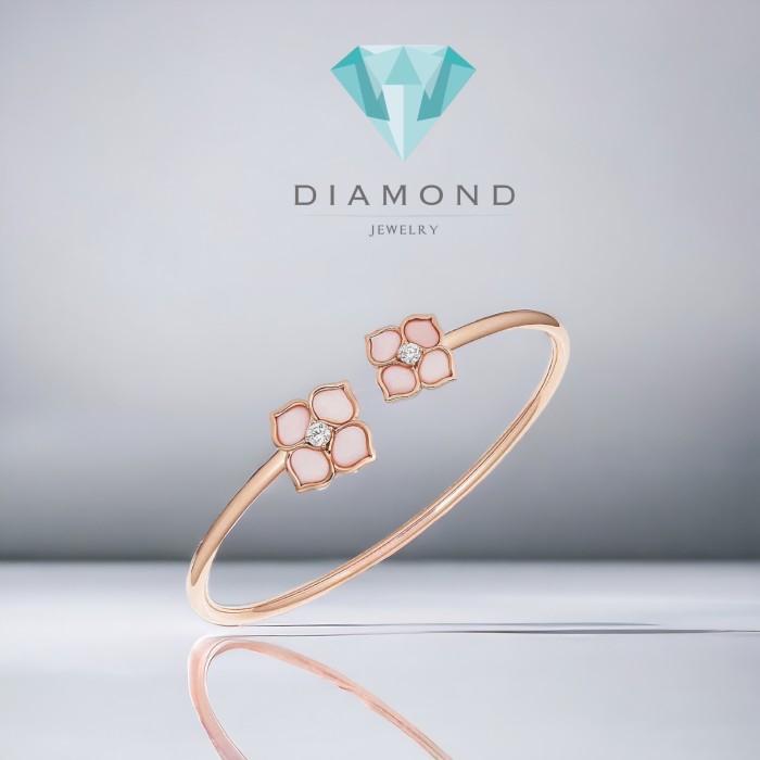 Pink opal double flora petal 18k chp -Diamond Jewelry