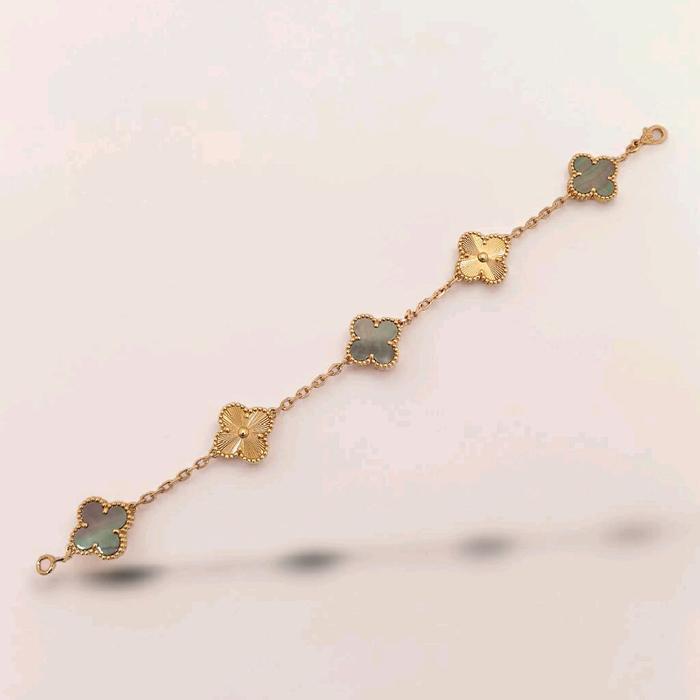 Vintage Alhambra Grey Mop Bracelet 18K /Diamond Jewelry / 451GBD1265RY