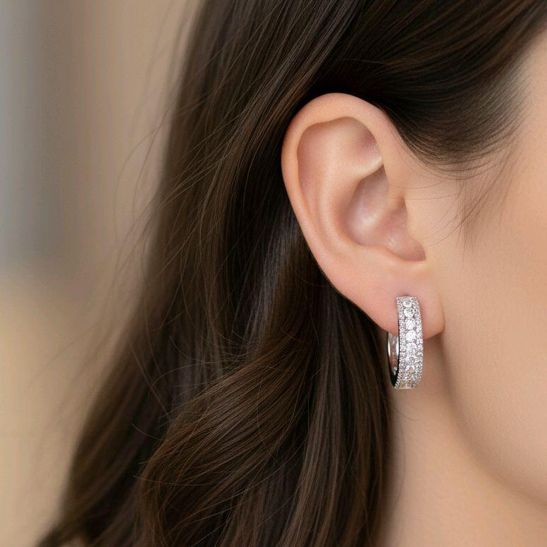 Hoop Diamond Earring 18K / Anting Berlian Hoop 18K / Diamond Jewelry 402AB4800LS-HT