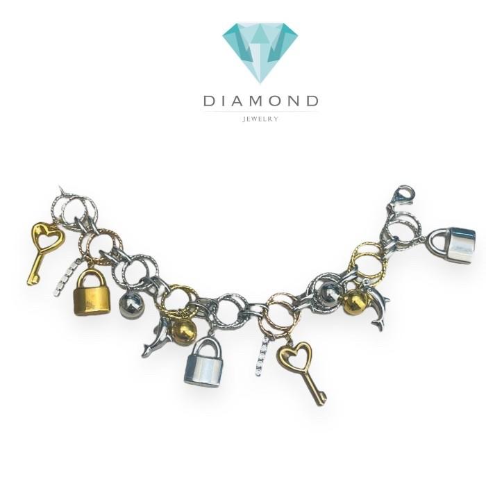 Keys charm Bracelet 18K Gold Diamond Jewelry