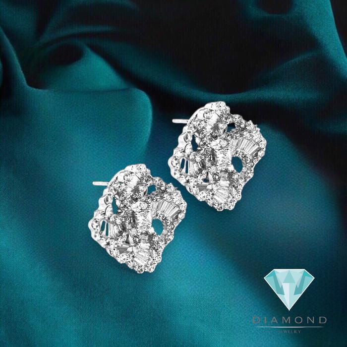 Anting berlian tapper bunga 18k-diamond jewelry