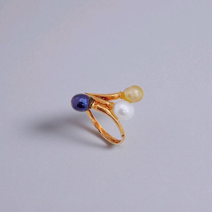 Tripel Color Pearl Gold Ring 23K / Cincin Emas Tiga Warna Mutiara 23K / Diamond Jewelry 45CMSWP3-HT