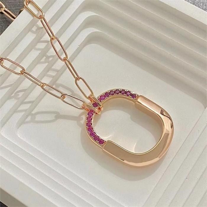 Lock pink sapphire necklace 18k-Diamond Jewelry