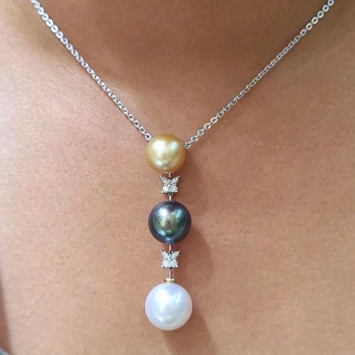 Liontin Tri Color Pearl Diamond 18K / Diamond Jewelry 11LMGT2409WP-HT