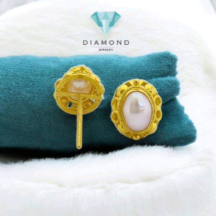 Anting Mas Mutiara Oval 23K-Diamond Jewelry-303AMSWP4