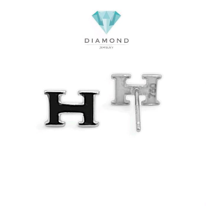 Anting Mas Model H Hitam 18K-Diamond Jewelry-333AMSLS1