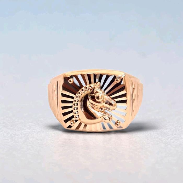 Rose Gold Men's Horse Head Ring 17K / Diamond Jewelry / 445CMS555LS