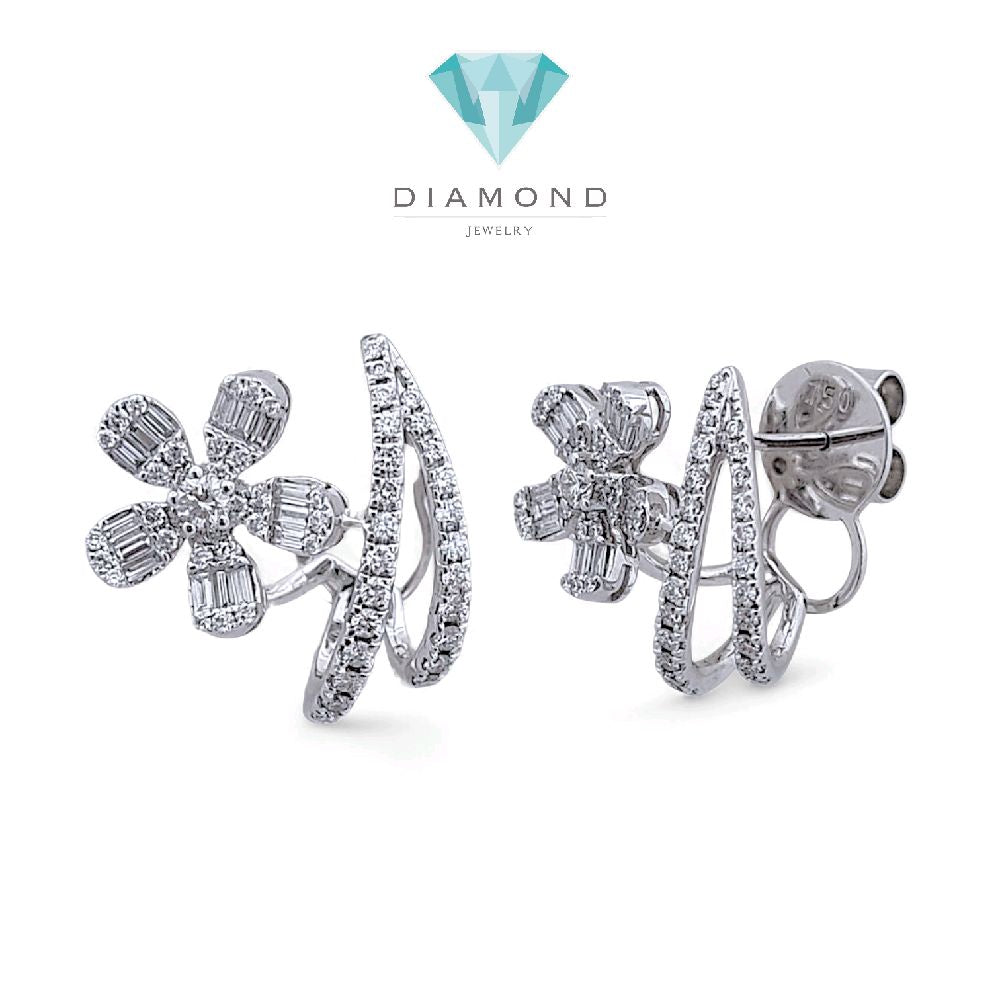 Flower Diamond Earring 18K / Anting Bunga Berlian 18K / Diamond Jewelry 396AB9100VIONLS -HT