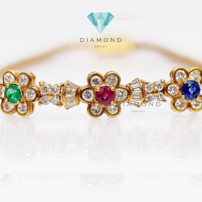 Diamond Bangle Three Colorstone - Gelang Berlian - Diamond Jewelry