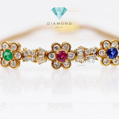 Diamond Bangle Three Colorstone - Gelang Berlian - Diamond Jewelry