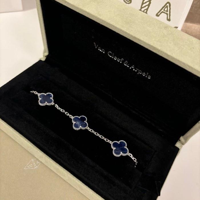 Pietersite clover bracelet 18k white gold -Diamond Jewelry