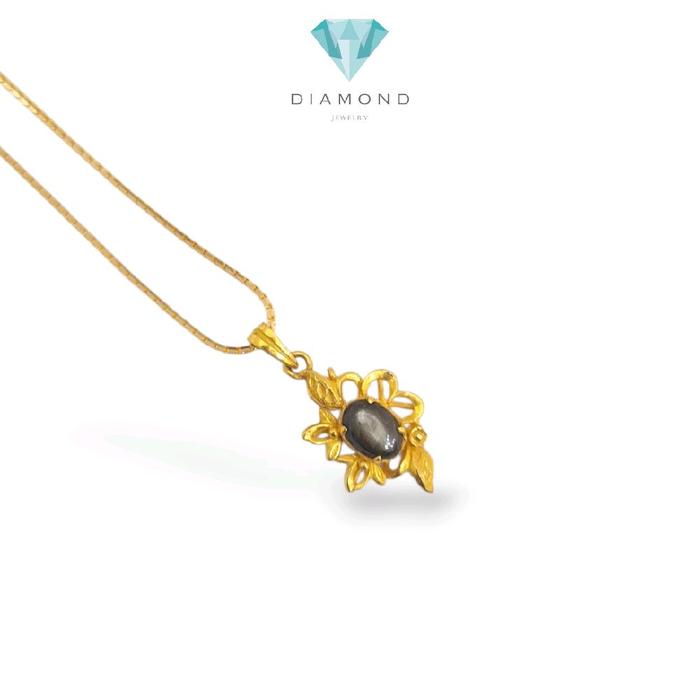 Black Stone Gold Pendant 23K / Liontin Emas Batu Hitam 23 K / Diamond Jewelry / 192LMSWP3