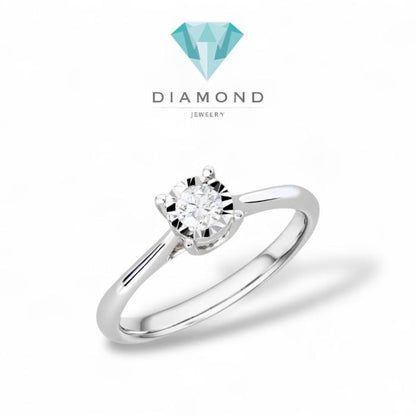 Solitaire diamond ring 18k /cincin berlian satu mata/cincin berlian solitaire/cincin emas putih berlian eropa white gold-Diamond Jewelry