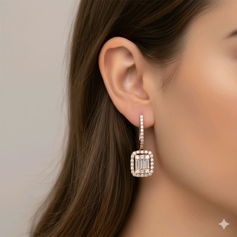 Baguette Diamond Earring 18K / Anting Berlian Baguette 18K / Diamond Jewelry 392AB7500VIONLS-HT