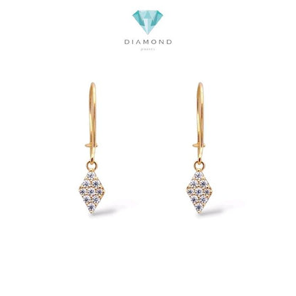 Rhombus Shaped Gold Hanging Earring 16K / Anting Gantung Emas Bentuk Belah Ketupat 16K / Diamond Jewelr / 433AMS103LS