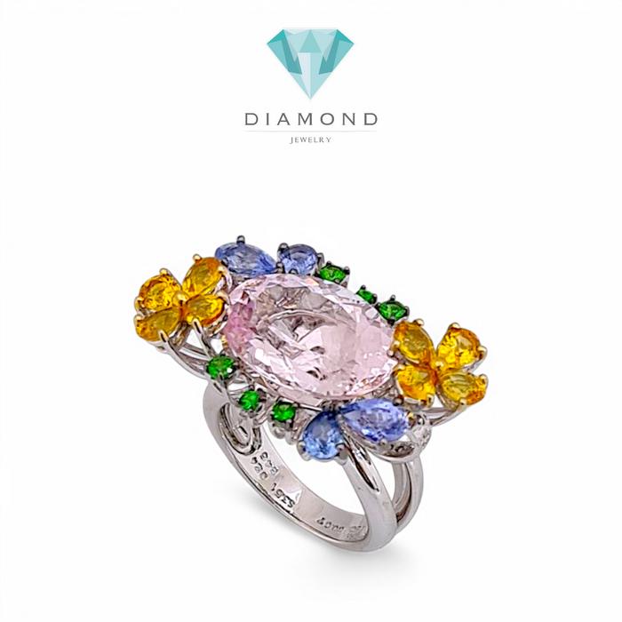 Magonite Ring mix gemstone 18K / Diamond Jewelry