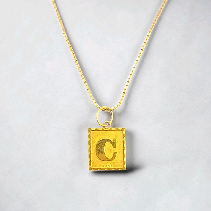 Letter C Box Gold Pendants 23K / Liontin Emas Kotak Huruf C 23K / Diamond Jewelry / 214LMSWP1