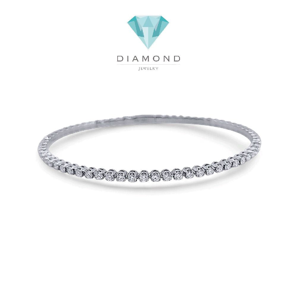 Tennis Listring White Gold And Diamond Bangle 18K / Gelang Berlian Tennis Lurus 18K / Diamond Jewelry 144GB131000AB-HT