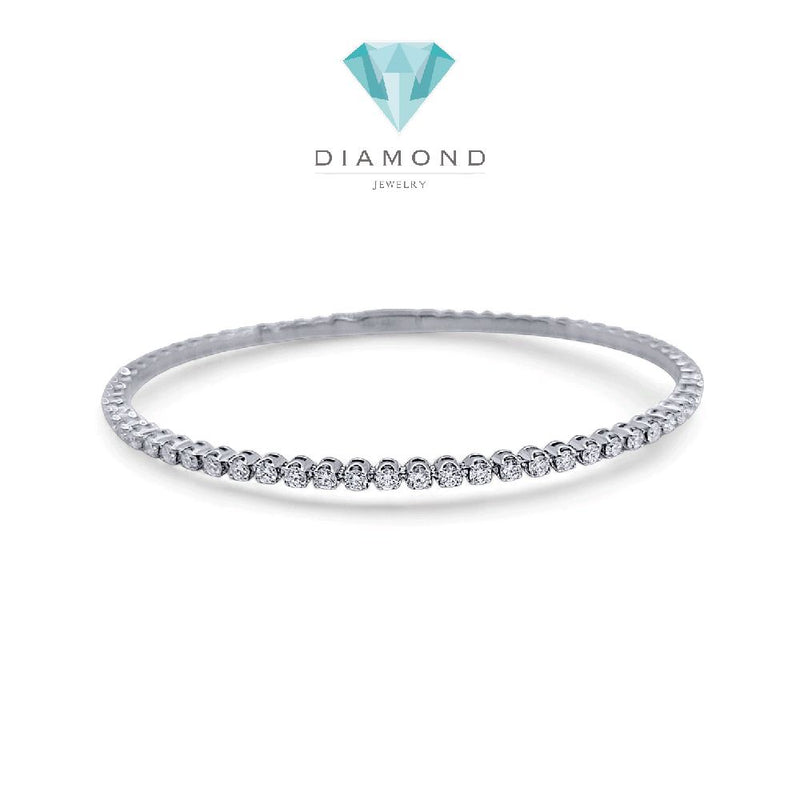 Tennis Listring White Gold And Diamond Bangle 18K / Gelang Berlian Tennis Lurus 18K / Diamond Jewelry 144GB131000AB-HT
