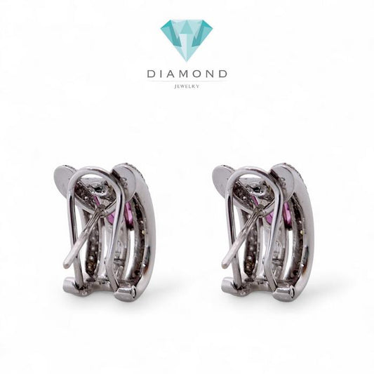 Pink Sapphire Diamond Earrings / Diamond Jewelry