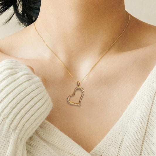 Heart Diamond Pendant Shape pave 18k Gold-Diamond Jewelry