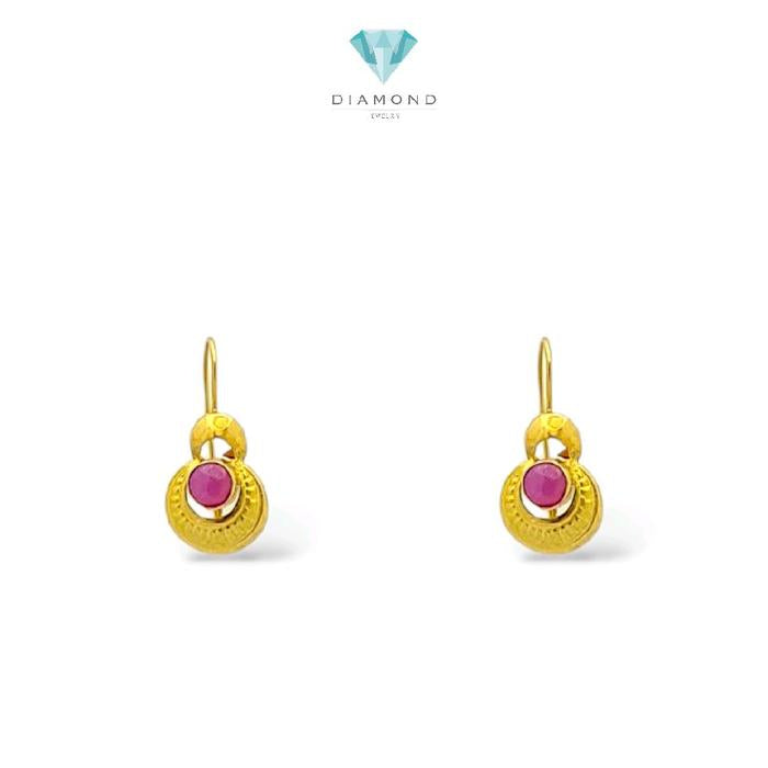 Small Ruby Vermeil Gold Earrings 23K / Anting Emas Ruby Vermeil Kecil 23K / Diamond Jewelry / 362AMSWP1