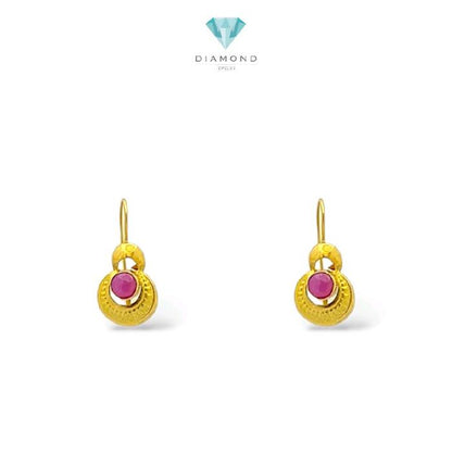 Small Ruby Vermeil Gold Earrings 23K / Anting Emas Ruby Vermeil Kecil 23K / Diamond Jewelry / 362AMSWP1