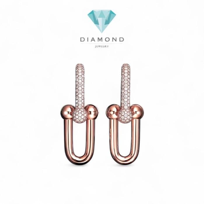 Hardware Earring Dainty 18K Gold -Diamond Jewelry-380ABDDM12633LS-HT