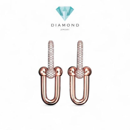 Hardware Earring Dainty 18K Gold -Diamond Jewelry-380ABDDM12633LS-HT