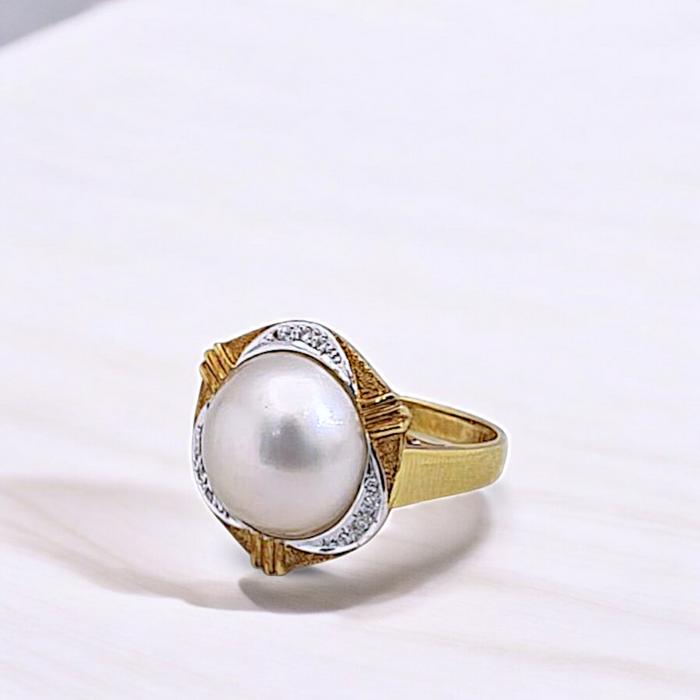Pearl Diamond Ring 18K / Blistar Diamond Ring/Diamond Jewelry