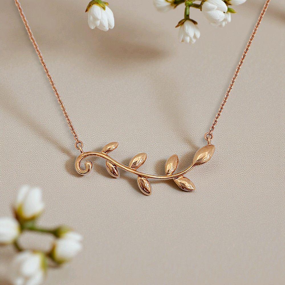 Leaf Necklace 18K / Kalung Daun 18K / Diamond Jewelry 422KBD486RY - HT