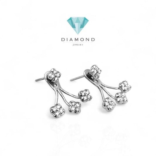 Giwang berlian jacket bunga 18k/diamond earring flower clover jacket 18k-Diamond Jewelry