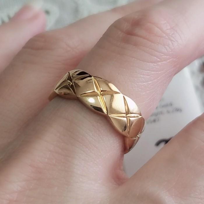 Coco rush quilt 18 K Rose Gold ring Diamond Jewelry-HT