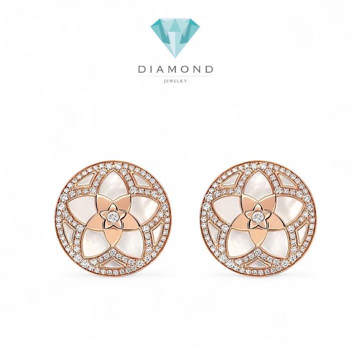 Flowers Diamond MOP Earrings / Diamond jewelry-75ABD116000AB-HT