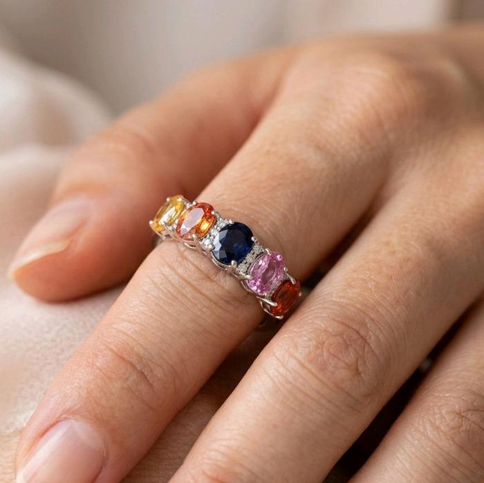 Rainbow Oval Diamond Ring 18K / Cincin Pelangi Oval 18K / Diamond Jewelry / 120BC83800AB