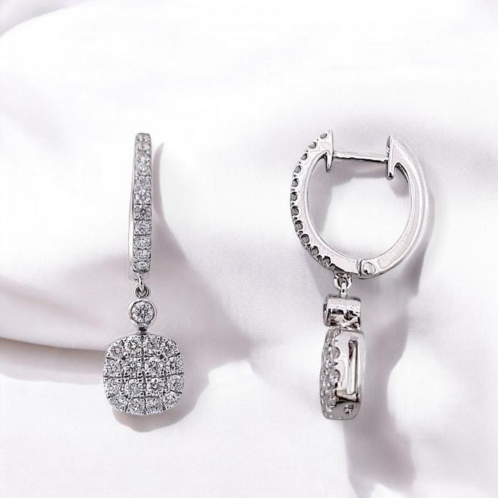 Cushion Diamond Earrings 18K / Diamond Jewelry