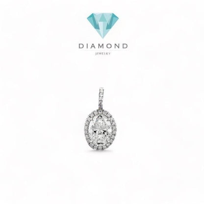 Oval solitaire piecut diamond pendant-18k-Diamond Jewelry