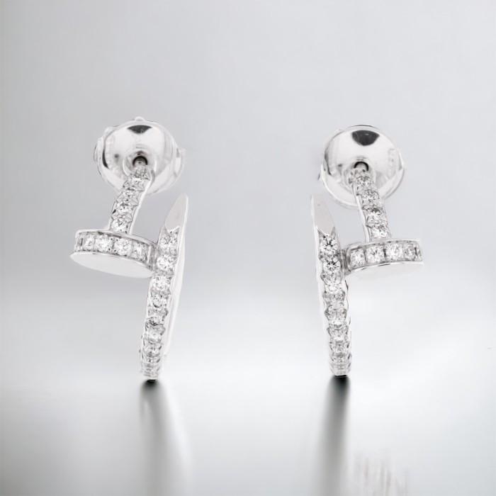 Pave diamond earring juste 18k white gold -Diamond Jewelry