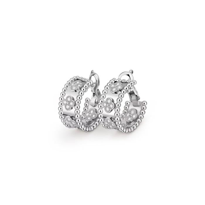 Perlee earring 18k vca clover gold diamond-Diamond Jewelry