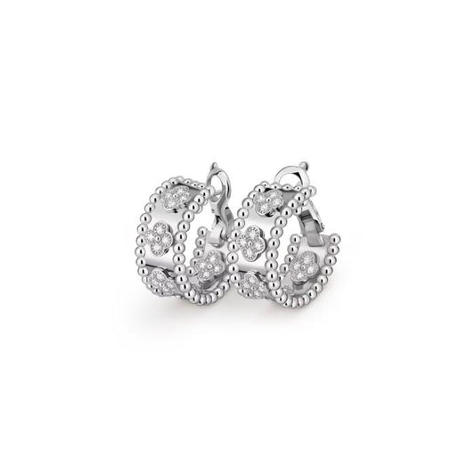Perlee earring 18k vca clover gold diamond-Diamond Jewelry