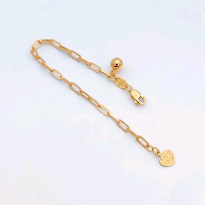 Kids Gold Chain Bracelet with bell 16K / Gelang Rantai Emas Anak dengan lonceng 16K / Diamond Jewelry/ 493GMS201LS