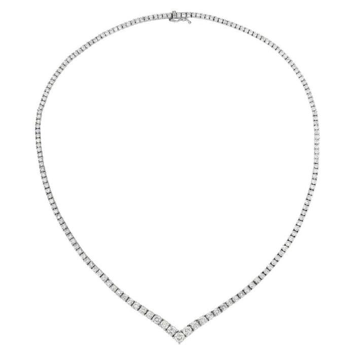 V Tennis eternity necklace Diamond -Diamond Jewelry