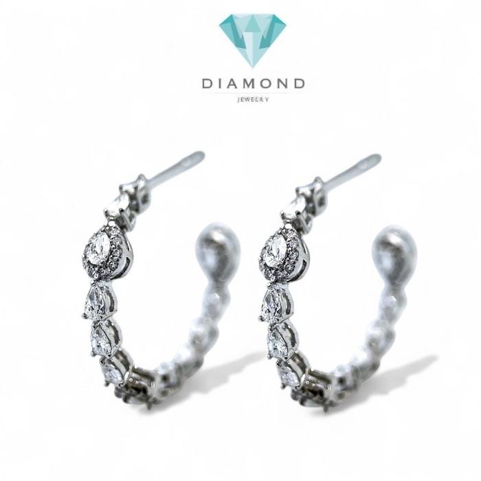 Hoop Tear Earring Diamond 18K-Diamond Jewelry-1AB3120AN-HT