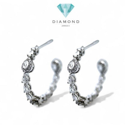 Hoop Tear Earring Diamond 18K-Diamond Jewelry-1AB3120AN-HT