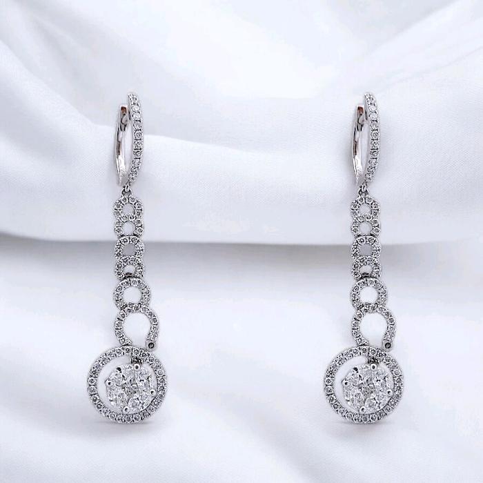 Earring spiral esperansa diamond 18k white gold-Diamond Jewelry
