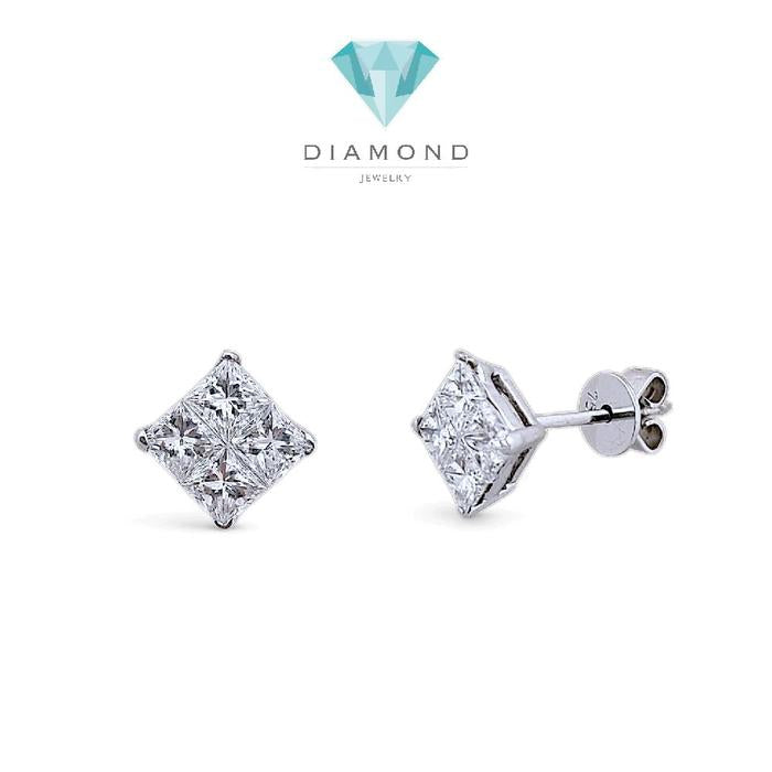 Square Diamond Earring 18K / Diamond Jewelry