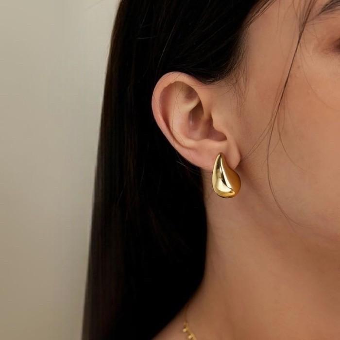 Bola/Tear drop gold 18k earring fashion -Diamond Jewelry-381AMS459LS-382AMS615LS